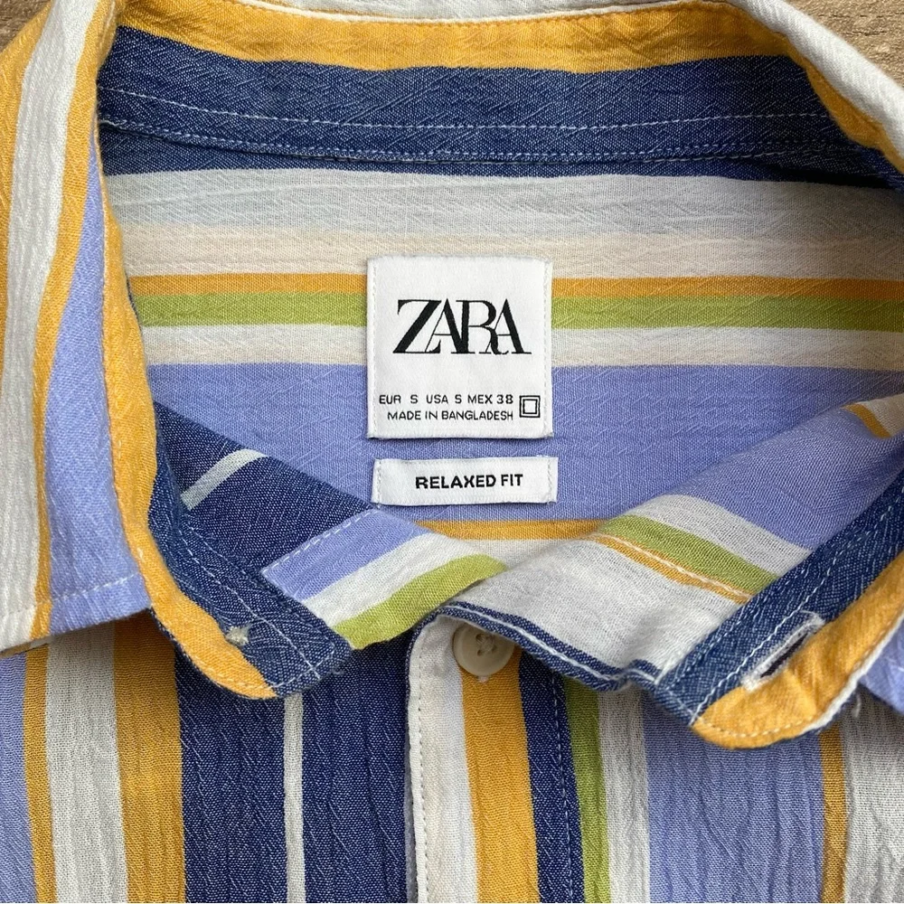Zara Retro Striped Gauze Cotton Button Up Shirt - Picture 13 of 14